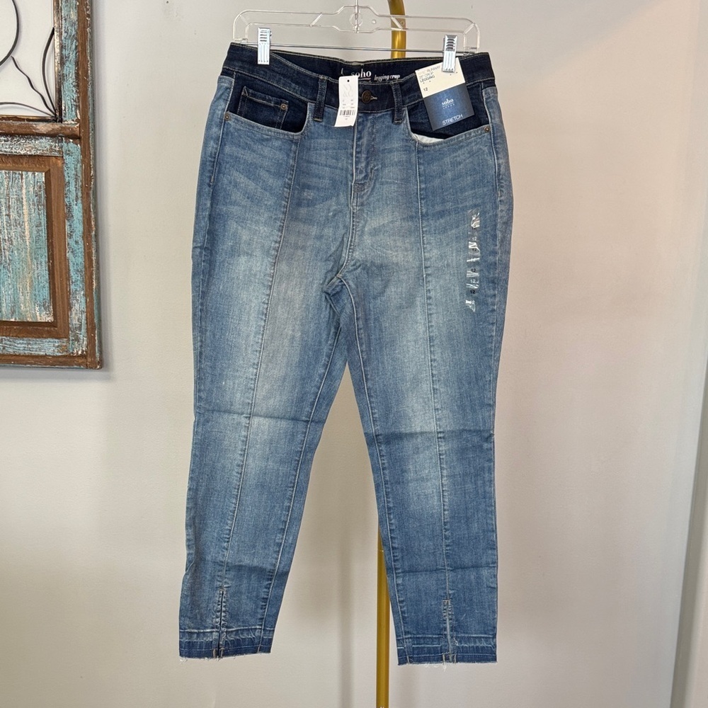 New York & Company runway 25” crop leggings stretch 2 tone Jeans NWT 12